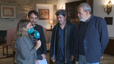 Os tres autores detrás de Carmen Mola nun momento da entrevista no 'Bos días'