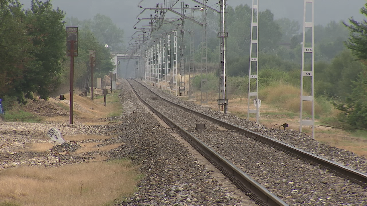 Treito da vía en que se van facer obras de electrificación