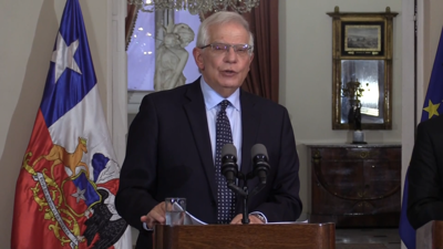 O alto comisionado da UE para Asuntos Exteriores Josep Borrell, este mércores durante a súa visita oficial a Santiago de Chile