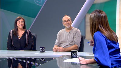 A actriz Montse Piñón e o autor do texto e director Pepablo Patiño