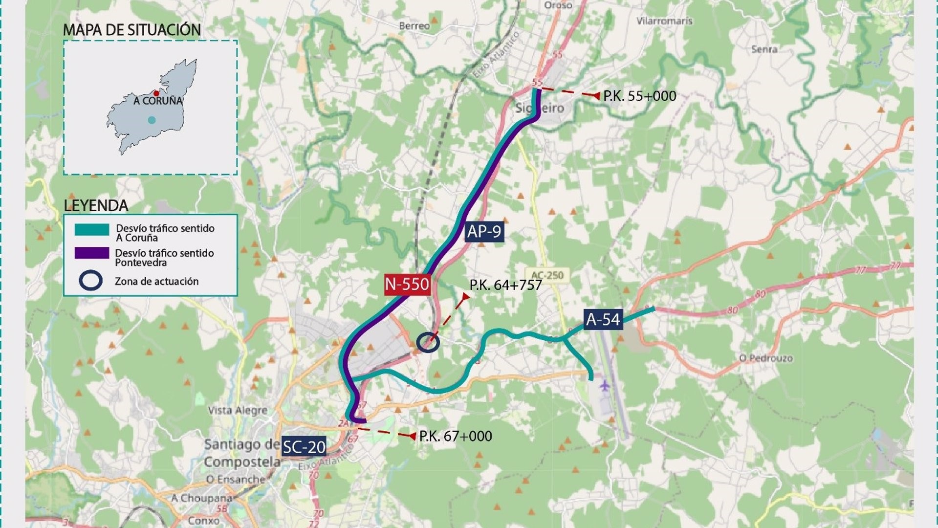 Mapa das obras na AP-9