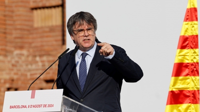 Carles Puigdemont, en Barcelona antes da súa segunda fuxida (EFE/Alberto Estévez)
