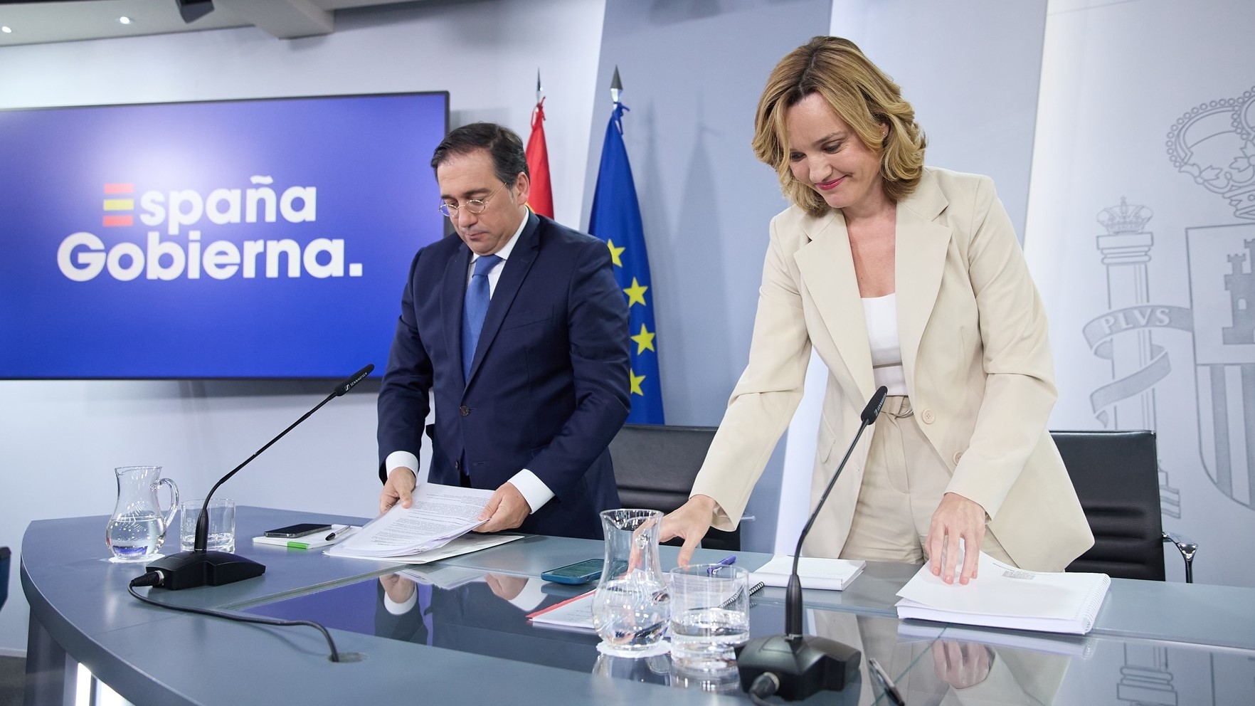Imaxe de arquivo do ministro de Exteriores, José Manuel Albares, e a portavoz do Goberno, Pilar Alegría (Europa Press)