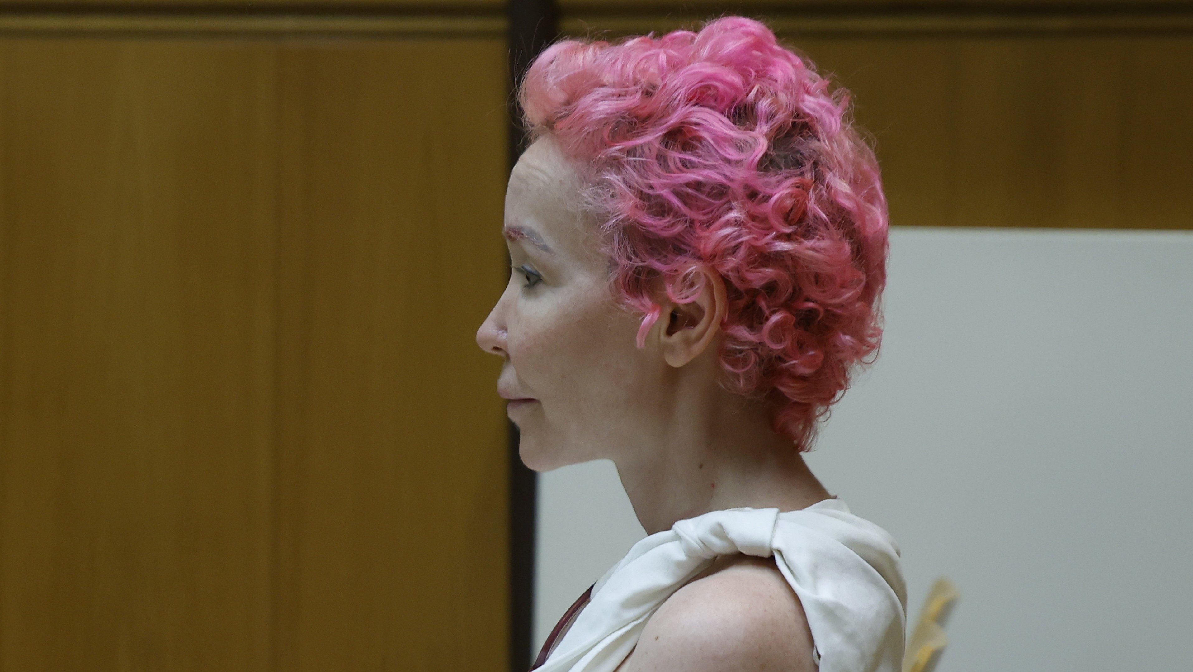 A exmuller do produtor televisivo Josep Maria Mainat, Angela Dobrowolski, durante o xuízo celebrado na Audiencia de Barcelona o pasado 15 de xullo (Kike Rincón / Pool Europa Press)