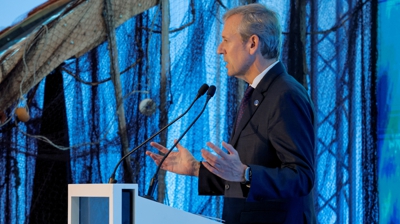 Alfonso Rueda na presentación da Estratexia de Economía Azul de Galicia (EFE/Lavandeira jr)