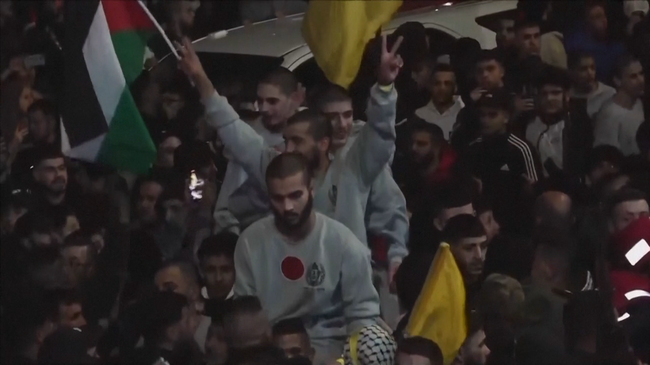 Imaxe da liberación de presos palestinos por parte de Israel o pasado día 15