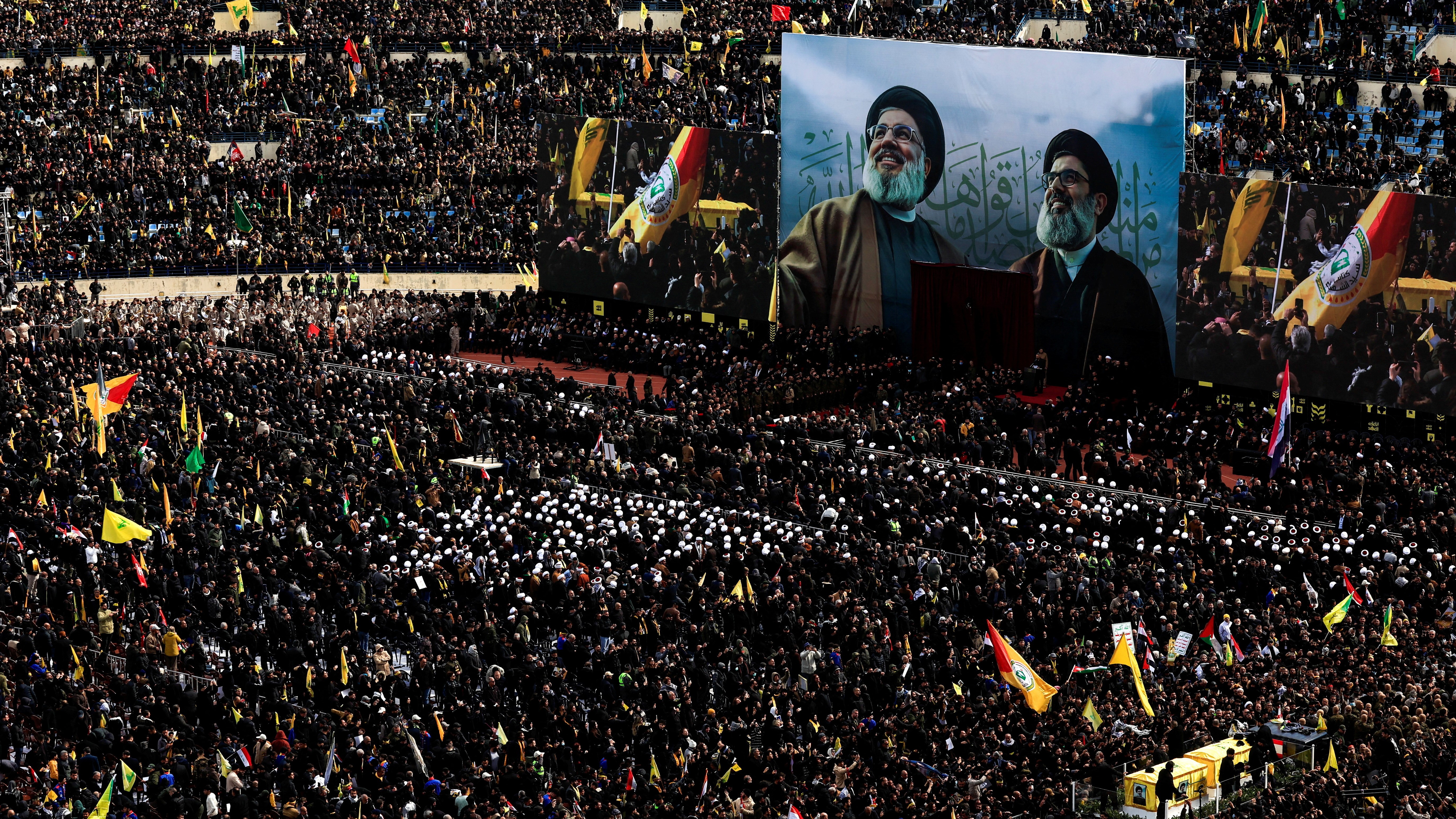 Imaxe do estadio Camille Chamoun durante o funeral. REUTERS/Thaier Al-Sudani.