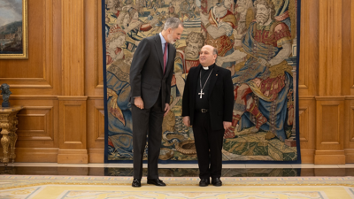 O rei recibe o arcebispo de Santiago, Francisco José Prieto Fernández /Alejandro Martínez Vélez/Europa Press