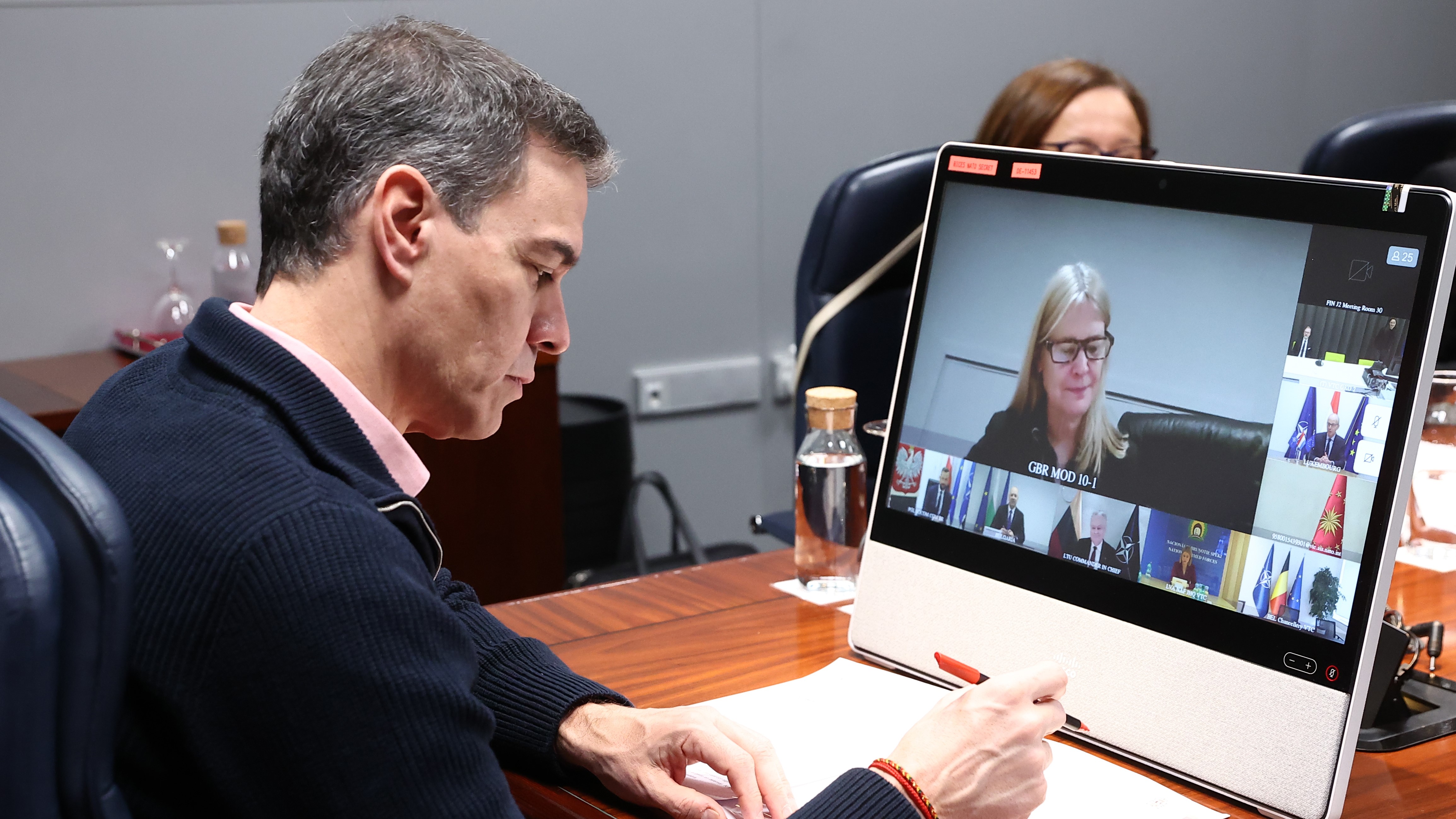 Pedro Sánchez nun momento da xuntanza. EFE/Fernando Calvo/Moncloa