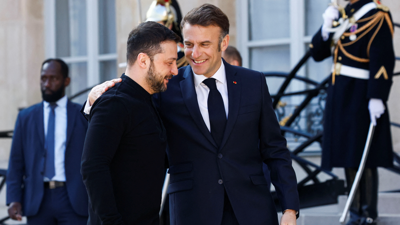 Macron recibiu a Zelenski este xoves en París ( REUTERS/Sarah Meyssonnier)