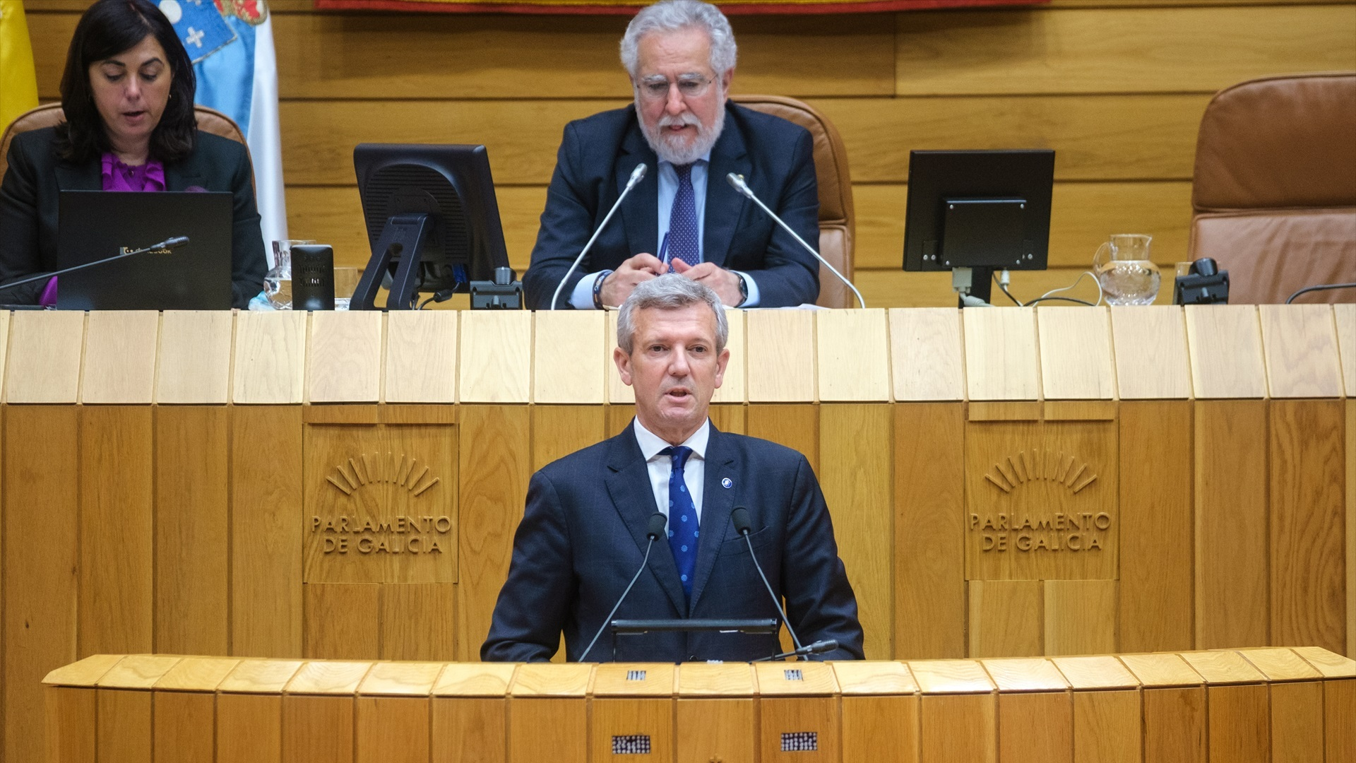 O presidente da Xunta de Galicia, Alfonso Rueda, intervén durante o debate (César Martínez/Europa Press)