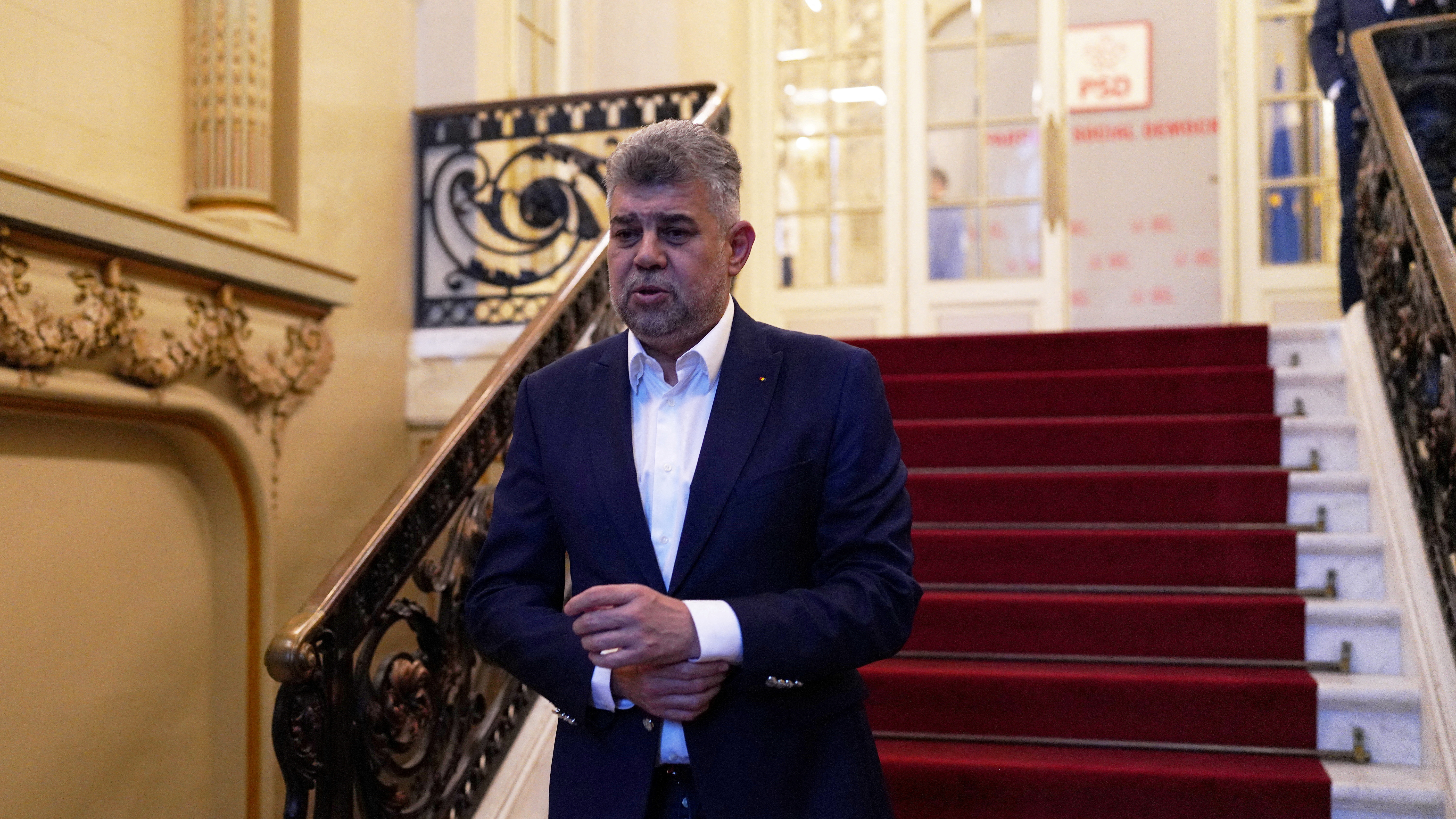 Primeiro Ministro de Romanía, Marcel Ciolacu. REUTERS/Andreea Campeanu