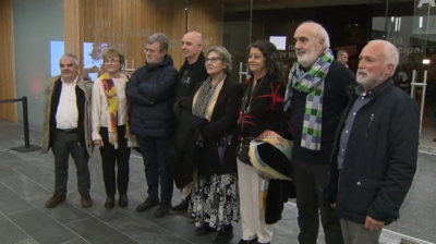 Integrantes do grupo o día da inauguración do novo auditorio de Lugo