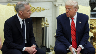 O presidente Donald Trump reúnese co primeiro ministro canadense, Mark Carney/Leah Millis/Reuters
