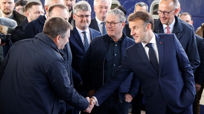Os líderes europeos á súa chegada a Kíiv. LUDOVIC MARIN/Pool vía REUTERS