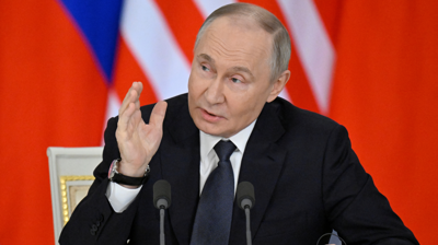 O presidente ruso, Vladimir Putin,  durante unha rolda de prensa/Alexander Nemenov/Reuters