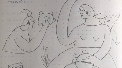 Boceto dunha ilustración de Laura Tova