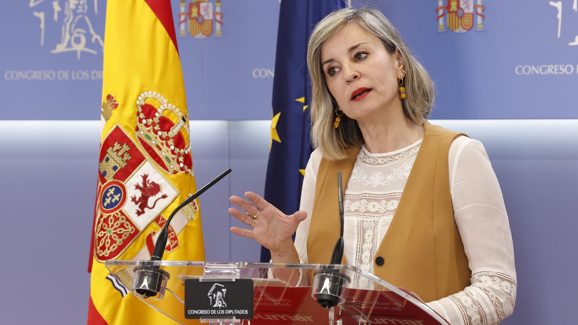 A voceira de Sumar, Verónica Martínez. (EFE/Chema Moya)
