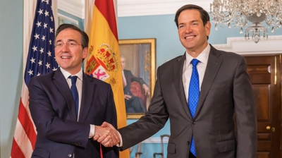O ministro de Asuntos Exteriores José Manuel Albares e o secretario do Estado norteamericano, Marco Rubio/ Ministerio de asuntos exteriores