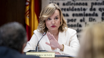 Pilar Alegría, durante a súa comparecencia na comisión do Senado (A. Pérez Meca/Europa Press)