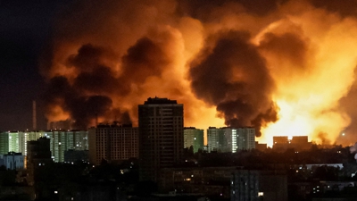 Explosión dun dron en Kíiv esta madrugada. REUTERS/Gleb Garanich