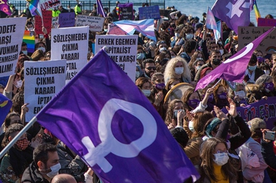 Manifestación polos dereitos das mulleres en Istambul. Imaxe de arquivo