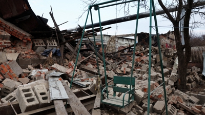 Unha casa destruída nun ataque con drons rusos en Járkov. REUTERS/Violeta Santos Moura