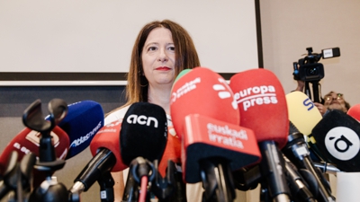 Leire Díez na súa comparecencia ante os medios de comunicación (Europa Press/Carlos Lujan)