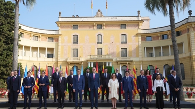 Foto de familia da XXVIII Conferencia de Presidentes en Barcelona, este venres (David Zorrakino-Europa Press)