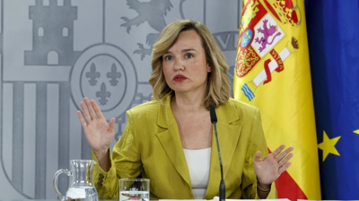 A ministra portavoz, Pilar Alegría, durante a súa comparecencia deste martes (Efe/JJ Guillén)