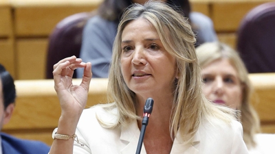 Imaxe da senadora do PP Alicia García na sesión de control ao Goberno no Senado, este martes