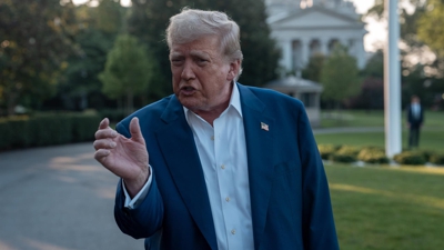 O presidente dos Estados Unidos, Donald Trump, antes de acudir ao cumio da OTAN (Andrew Leyden/Zuma Press/ContactoPhoto)