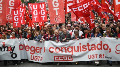 Manifestación en Madrid do 1 de Maio pasado, na que a redución da xornada foi unha das principais reivindicacións (Europa Press / Fernando Sánchez)