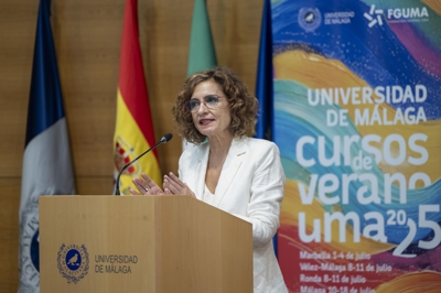 A vicepresidenta primeira María Jesús Montero, este xoves en Málaga (EFE/Daniel Pérez)