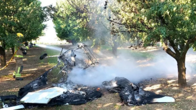 Avioneta accidentada en Mollerusa, Lleida. Foto: Bombers