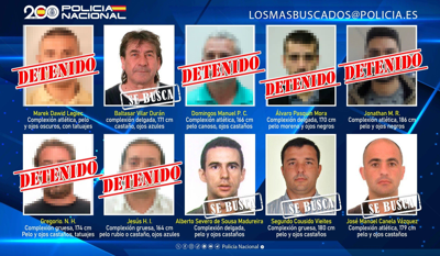 Lista dos dez máis buscados.  Policía Nacional