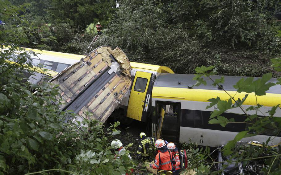 Tren descarrilado no sur de Alemaña. Foto: Thomas Warnack AFP