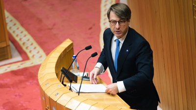 Miguel Corgos durante unha comparecencia do Parlamento (Europa Press)