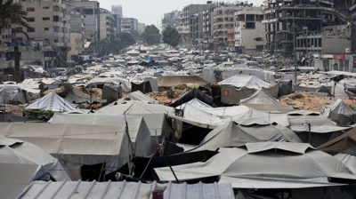 Campamento con desprazados palestinos na Cidade de Gaza (Reuters/Dawoud Abu Alkas)