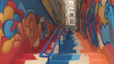 Escalinata Cidade de Viveiro, na que se desenvolve o proxecto artístico