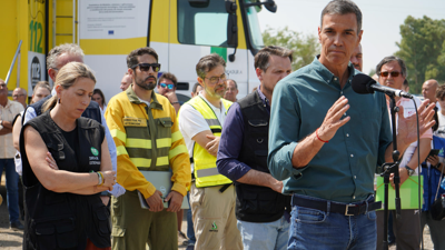 O presidente do Goberno, Pedro Sánchez, en Jarilla (Eduardo Palomo/EFE)