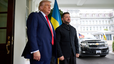 O presidente Donald Trump e o presidente Volodímir Zelenski na Casa Blanca/Reuters