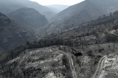 Vilamartín de Valdeorras, superficie calcinada polo peor incendio da serie histórica de Galicia. EFE/Brais Lorenzo