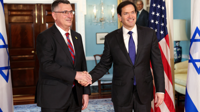 O secretario de Estado de EEUU, Marco Rubio, xunto ao ministro de Asuntos Exteriores israelí, Gideon Sa'ar/Evelyn Hockstein/Reuters
