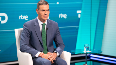 O presidente Pedro Sánchez durante a entrevista en TVE/ RTVE/EFE