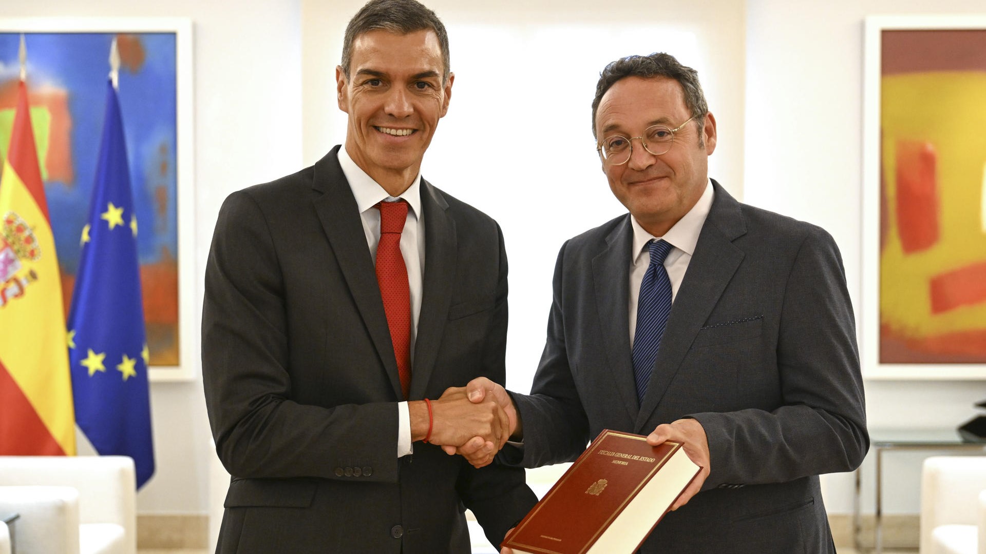 Pedro Sánchez e García Ortiz, este xoves na Moncloa (EFE)