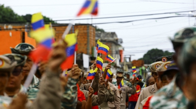 Membros das Milicia Nacional Bolivariana en Valencia (Venezuela). REUTERS/Juan Carlos Hernández