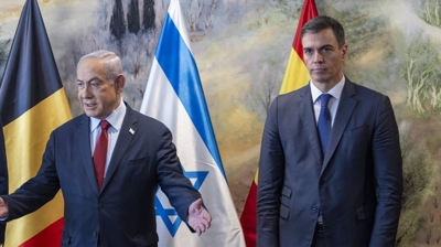 Sánchez e Netanyahu, durante unha visita do presidente do Goberno a Israel en 2023 (Europapress/Arquivo)