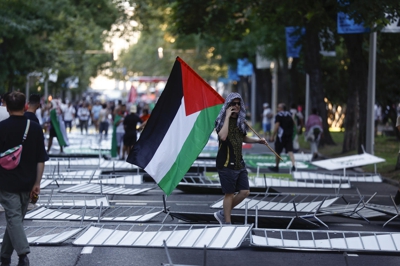 O Paseo da Castellana de Madrid cortada pola manifestación pro-Palestina