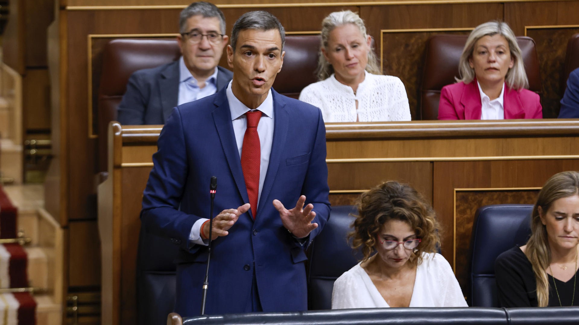 Pedro Sánchez, durante a sesión de control celebrada este mércores no Congreso dos Deputados. EFE / J. J. Guillén